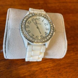 Geneva Ivory Watch with Sparkling Bezel